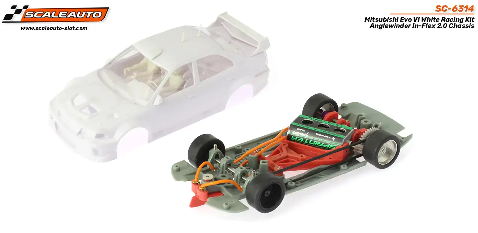 Scaleauto Mitsubishi AWD VI White Kit - 1:32 Slot Car - Image 4